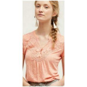 * Anthropologie Deletta Yoke Pink Crochet Lace